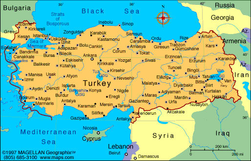map of turkey