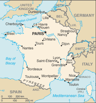 map of France