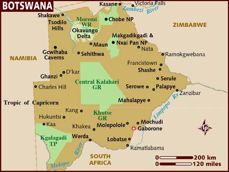 map of Botswana